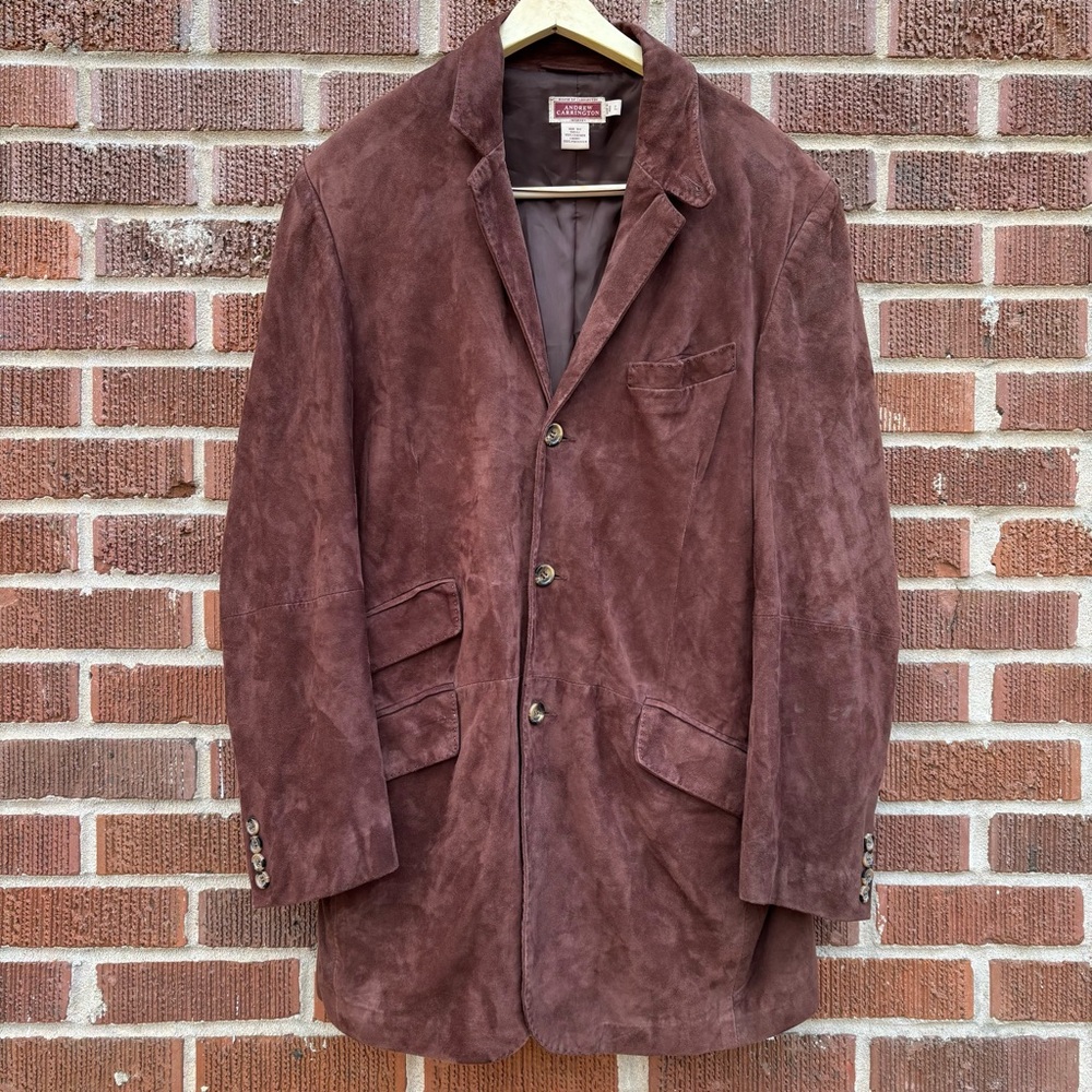 House of Carrington Andrew Carrington Men’s Suede Carmel brown Coat Jacket Sz L
